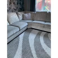 Corner sofa and patterned carpet cleaned